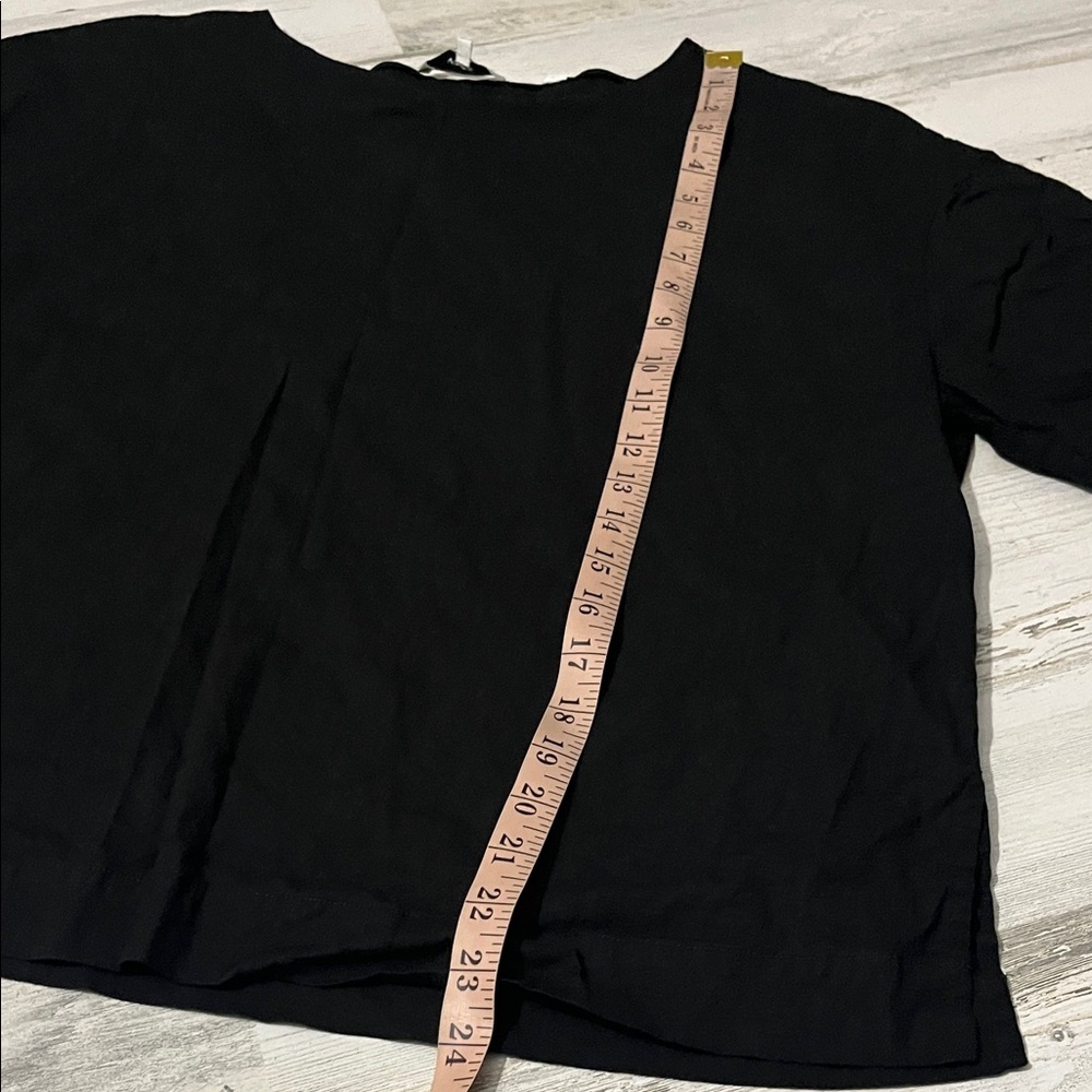Vince Black Linen Blend Boxy Short Sleeve Women's Top Size Large - Picture 9 of 9